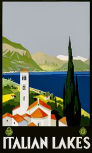 Italian Lakes Vintage Travel Poster 