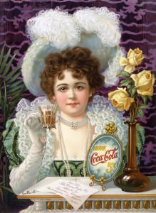 Coca cola reklam från 1890. Drick Coca cola 5 cent. 