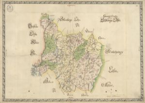 Älvsborgs Län - Handmålad Historisk karta sent 1600 tal