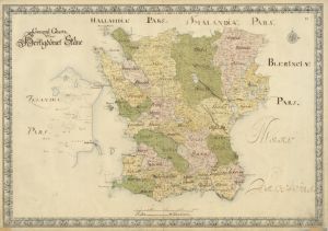 Skåne - Handmålad historisk karta sent 1600 tal