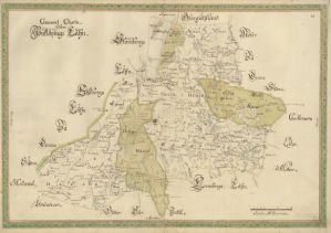 Jönköpings Län - Handmålad historisk karta sent 1600 tal