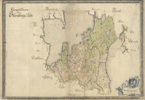 Skaraborgs Län - Handmålad Historisk Karta sent 1600 tal