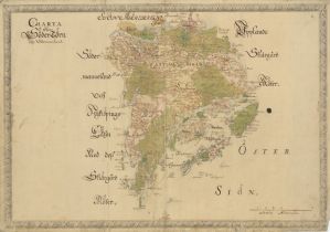 Södertörn - Handmålad historiska karta sent 1600 tal