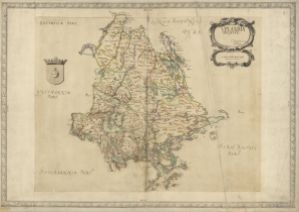 Uppland - Handmålad Historisk Karta sent 1600-tal