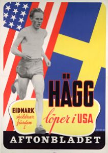 Gunder Hägg löper i USA - Vintageaffisch